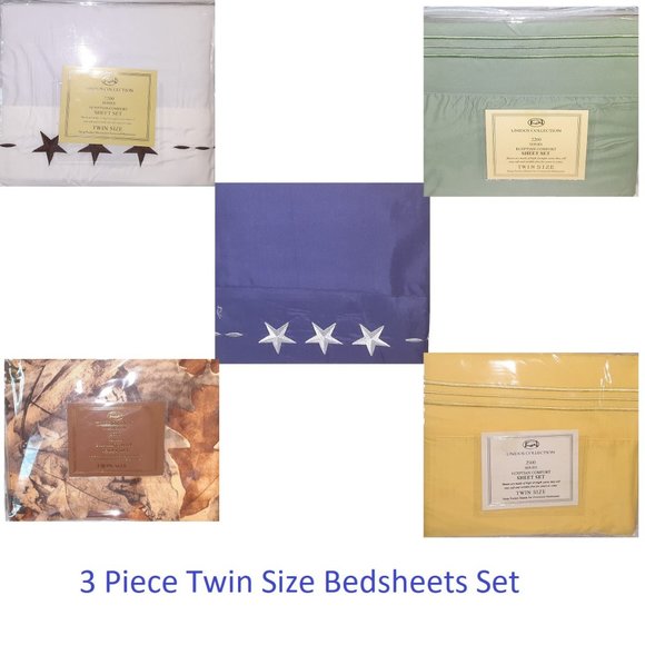 Twin Bed Sheets Set - 3 Piece Set - Choice of Colors - Picture 1 of 11